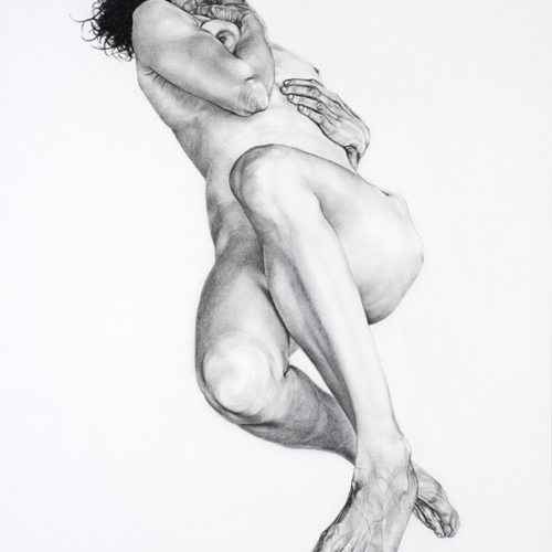 chute_16_body_drawing_in_black_stone_on_92_by_73_cm_paper_by_author_Sophie_Rambert