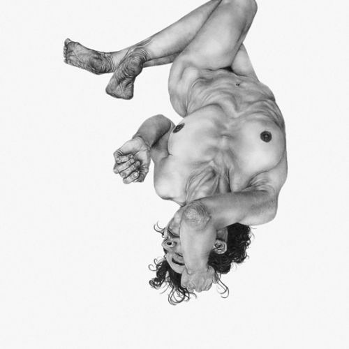 chute_17_body_drawing_in_black_stone_on_130_by_93_cm_paper_by_author_Sophie_Rambert