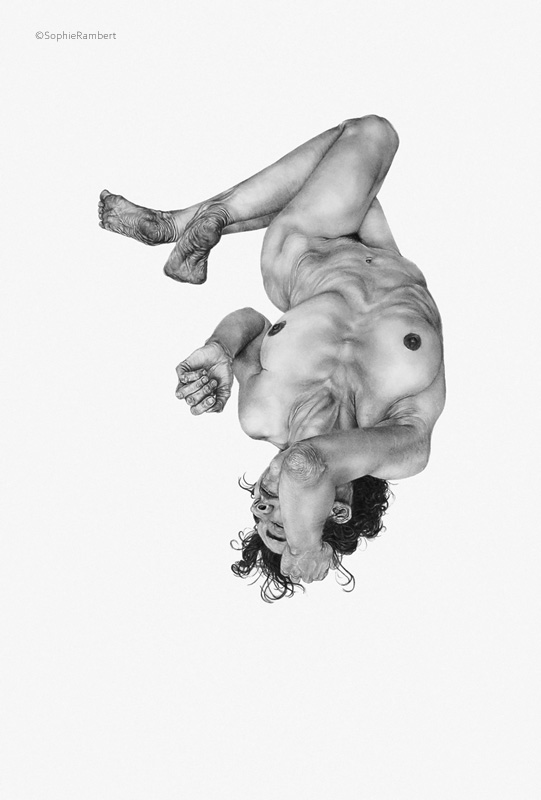 chute_17_body_drawing_in_black_stone_on_130_by_93_cm_paper_by_author_Sophie_Rambert